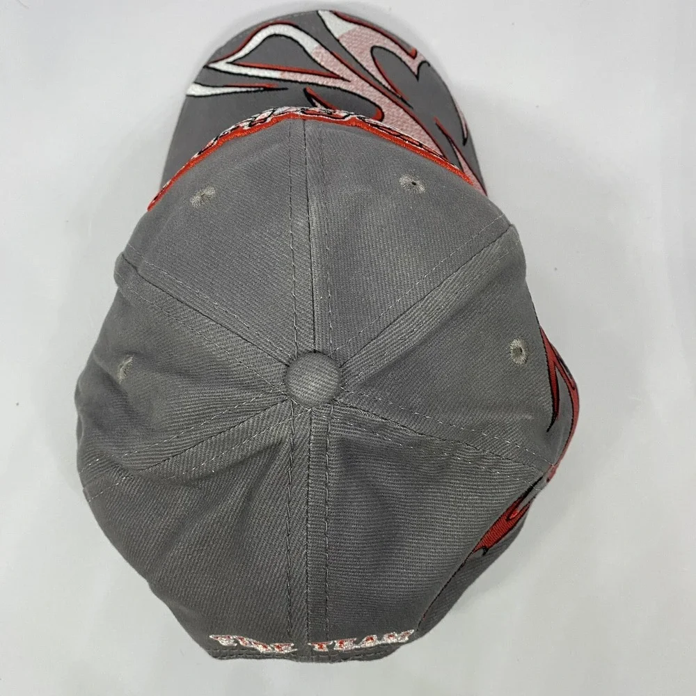 BRISTOL MOTOR SPEEDWAY FIRE‎ TEAM RACING FLAMES BALL CAP TRUCKER HAT GRAY RED